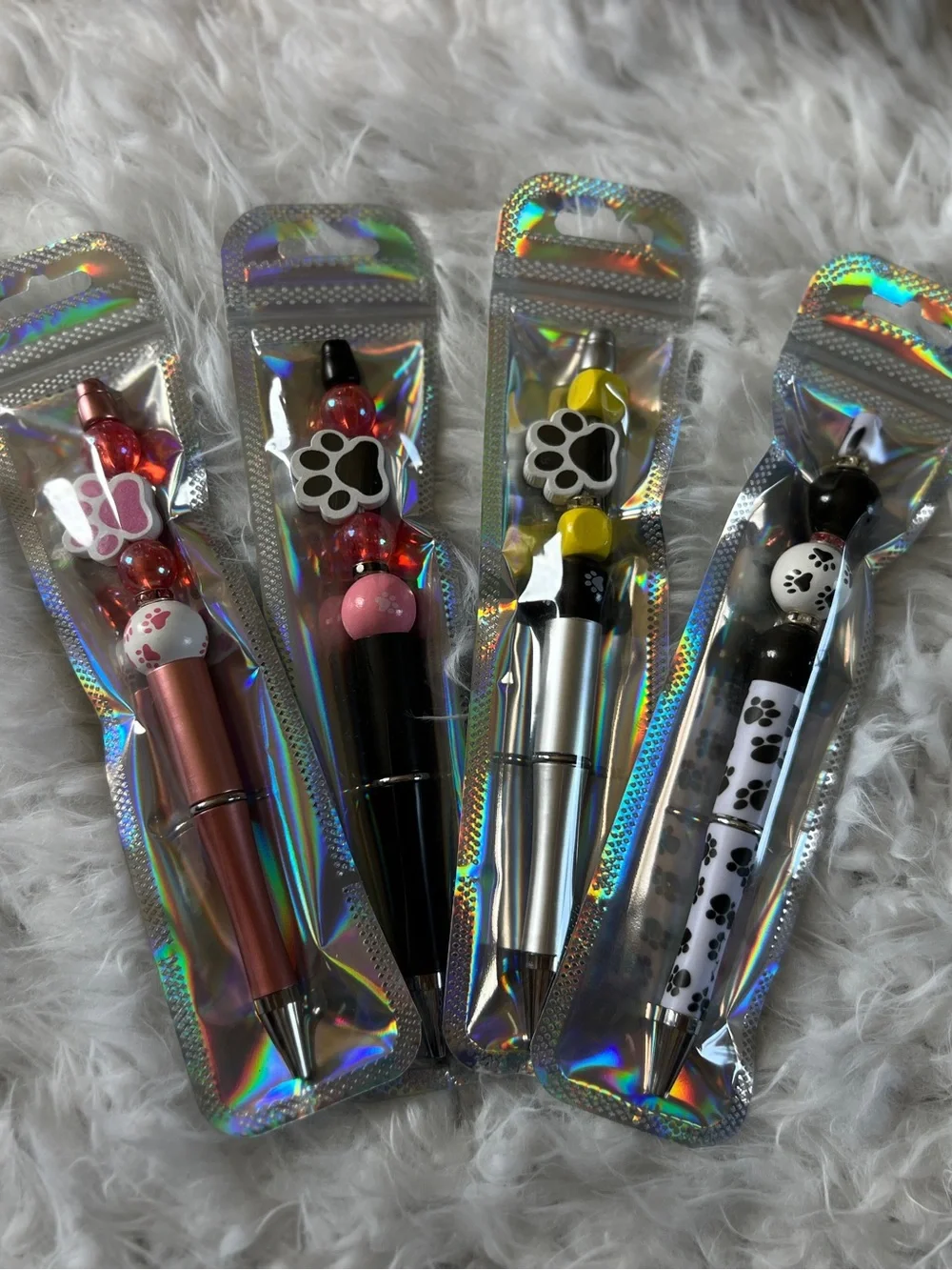 Paw-Top Ballpoint Pen - Black, Pink, Silver, Rose Gold - Cute Paw Print Design